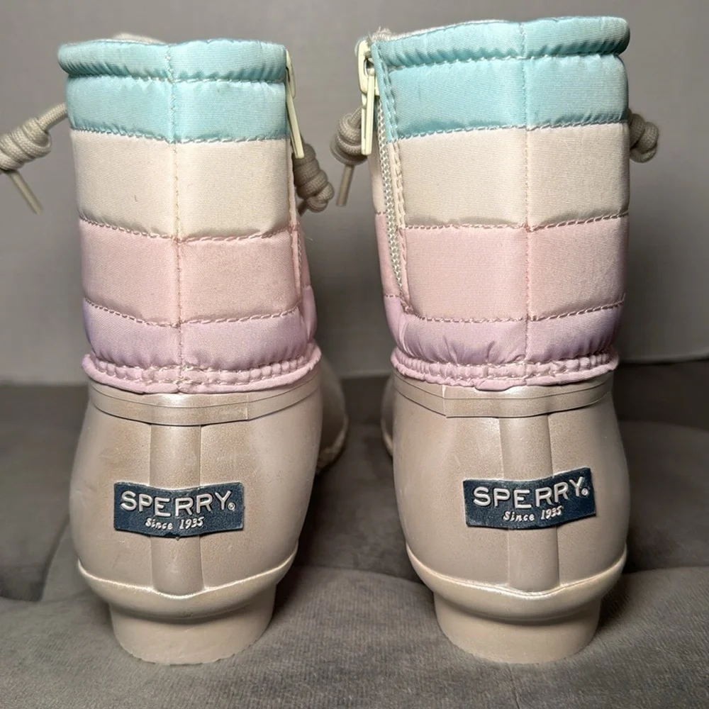 New Sperry Kid’s Saltwater Ankle Boot Duck Boot Iridescent Pastel Size 3 & 6